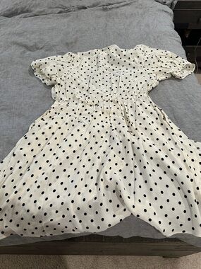 a new day Cream and Black Polka Dot V-Neck Dress